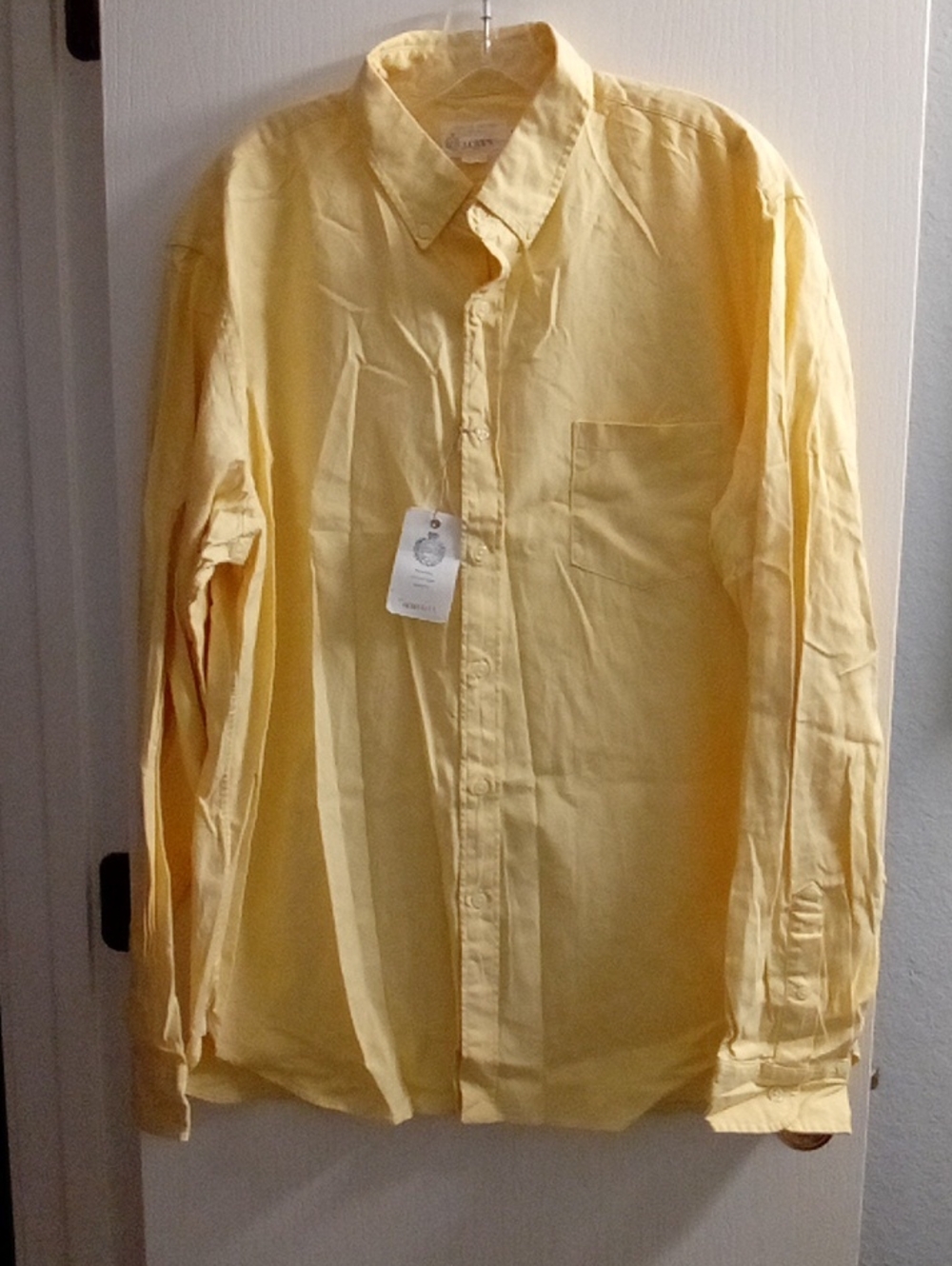 J. Crew Men’s Light Yellow Long-Sleeve Button-Down Shirt